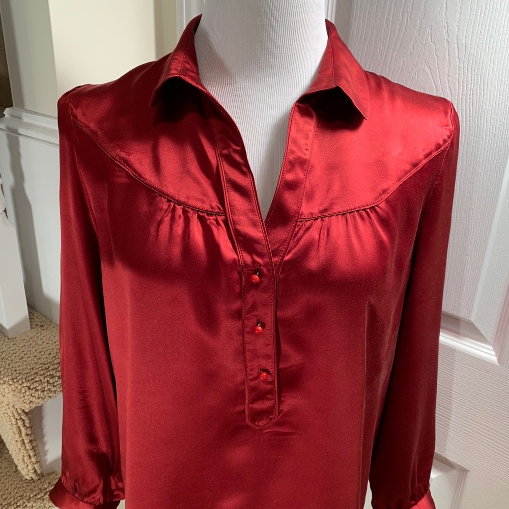 Top, blouse - Deep red silk blouse. EUC